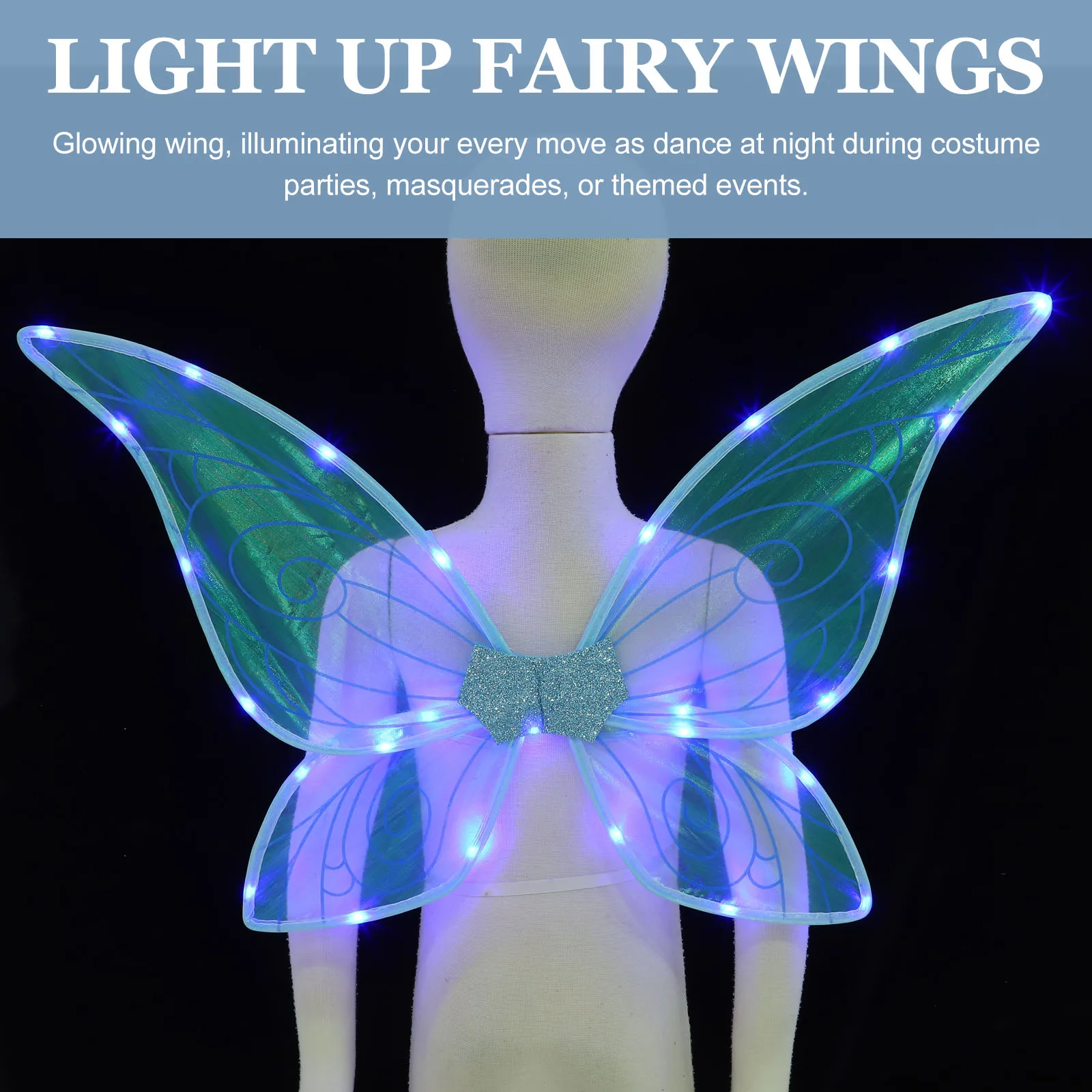 

Glowing Butterfly Wings Purple Light Fairy Wings Kids Adults Party Cosplay Stage Decor Prop Lightweight Portable