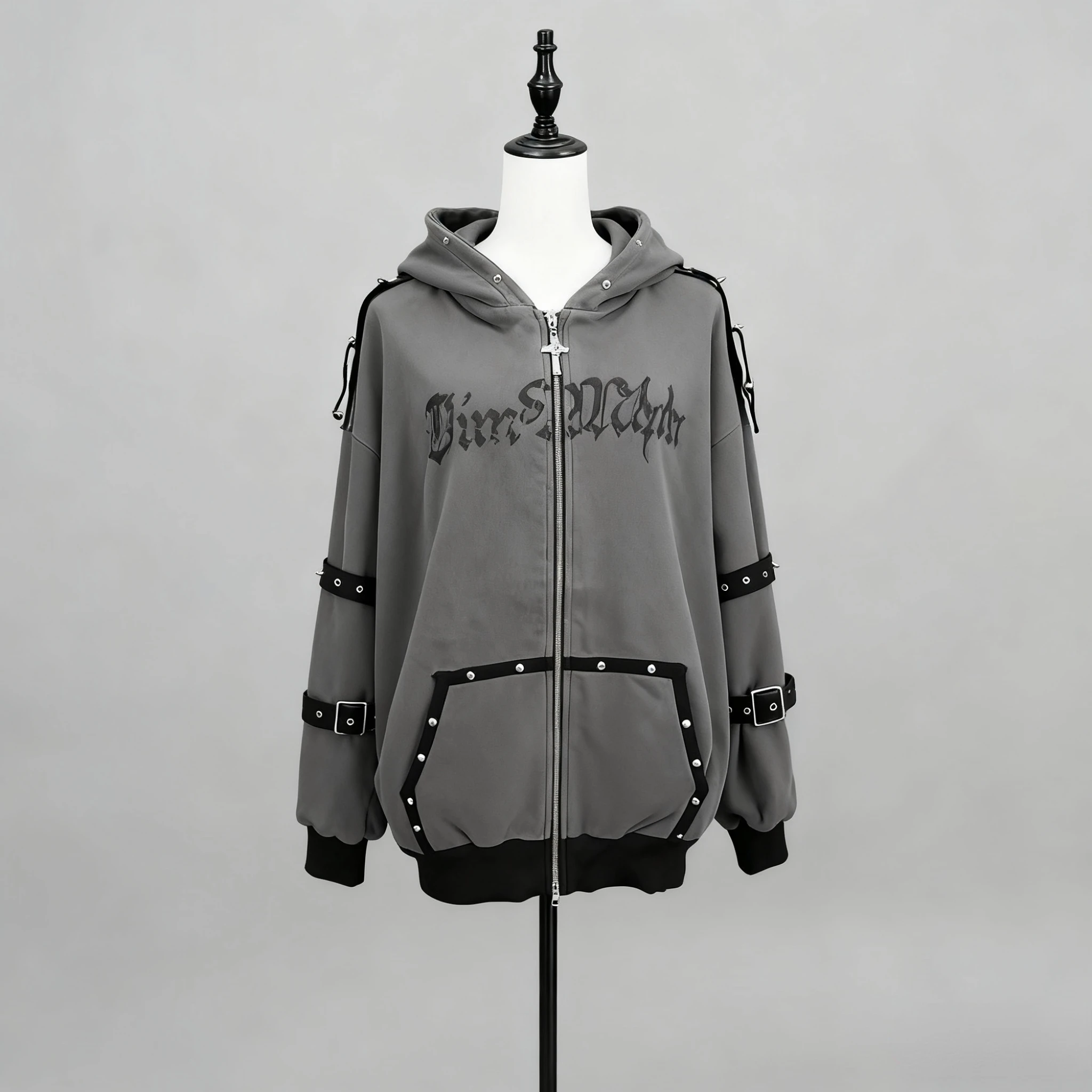 Harajuku Streetwear Retro Jassen Met Capuchon Japanse Klinknagel Print Casual Rits Jas Vrouwen Hoodies Kleding Punk Sweatshirts Mode