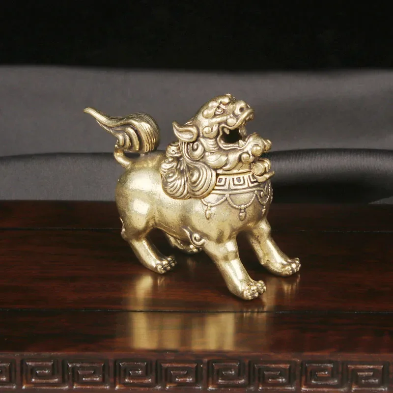 Brass Antique Play With Auspicious Beasts Qilin Roars In The Sky Incense Burners Attract Wealth Home Decorations Bronze Ware
