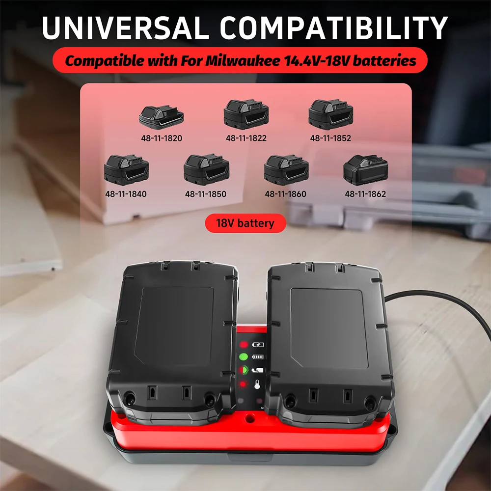 Cargador rápido compatible baterías de iones de litio Milwaukee - imagen 4