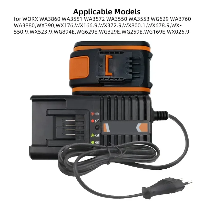 Charging for WORX 14.4V 18V 20V Power Tools EU Plug WA3860 Battery Charger for WA3550 WA3553 WG629 WA3760 WX390 WX176