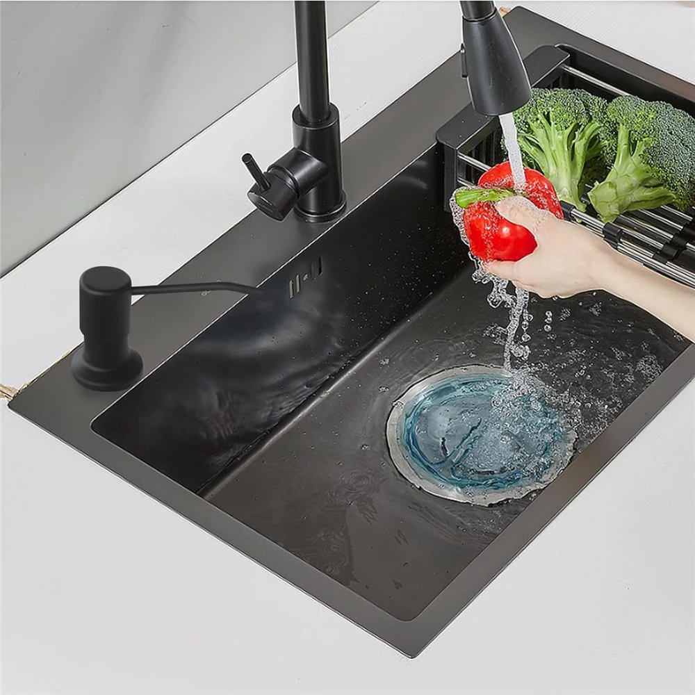 Useful Kitchen Sink Liquid Soap Dispenser With Soft Tube Stainless Steel Pump Household Manual Tools