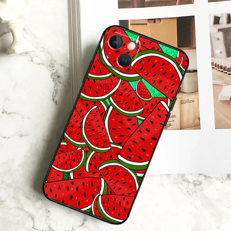 Simpatica custodia estiva con anguria alla frutta per iPhone 11 12 13 14 15 Pro Max Plus 12 13 Mini X XR XS Max 7 8 SE 2020 Cover Coque