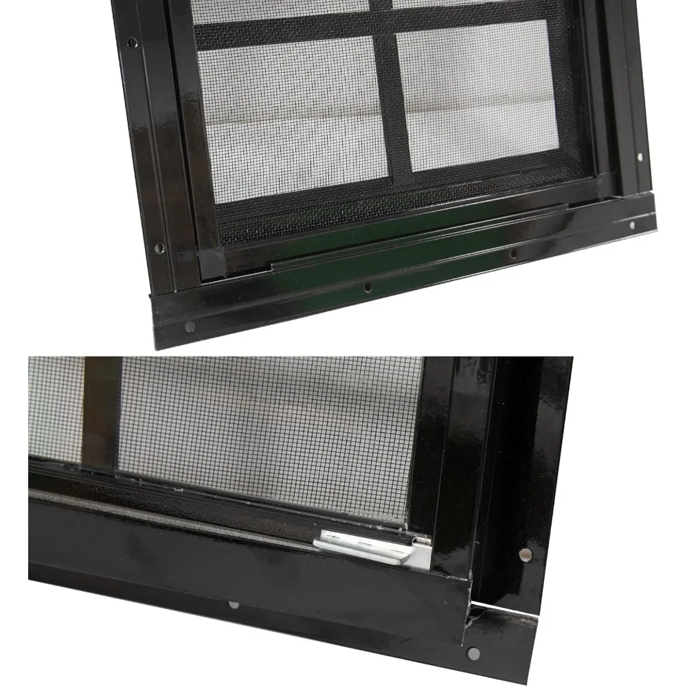 عبوتان من نافذة السقيفة بإطار أسود، نافذة صغيرة مثبتة على السطح مقاس 24 × 36 مع زجاج مقسى وشاشة من الألياف الزجاجية للسقيفة والفرخ #4