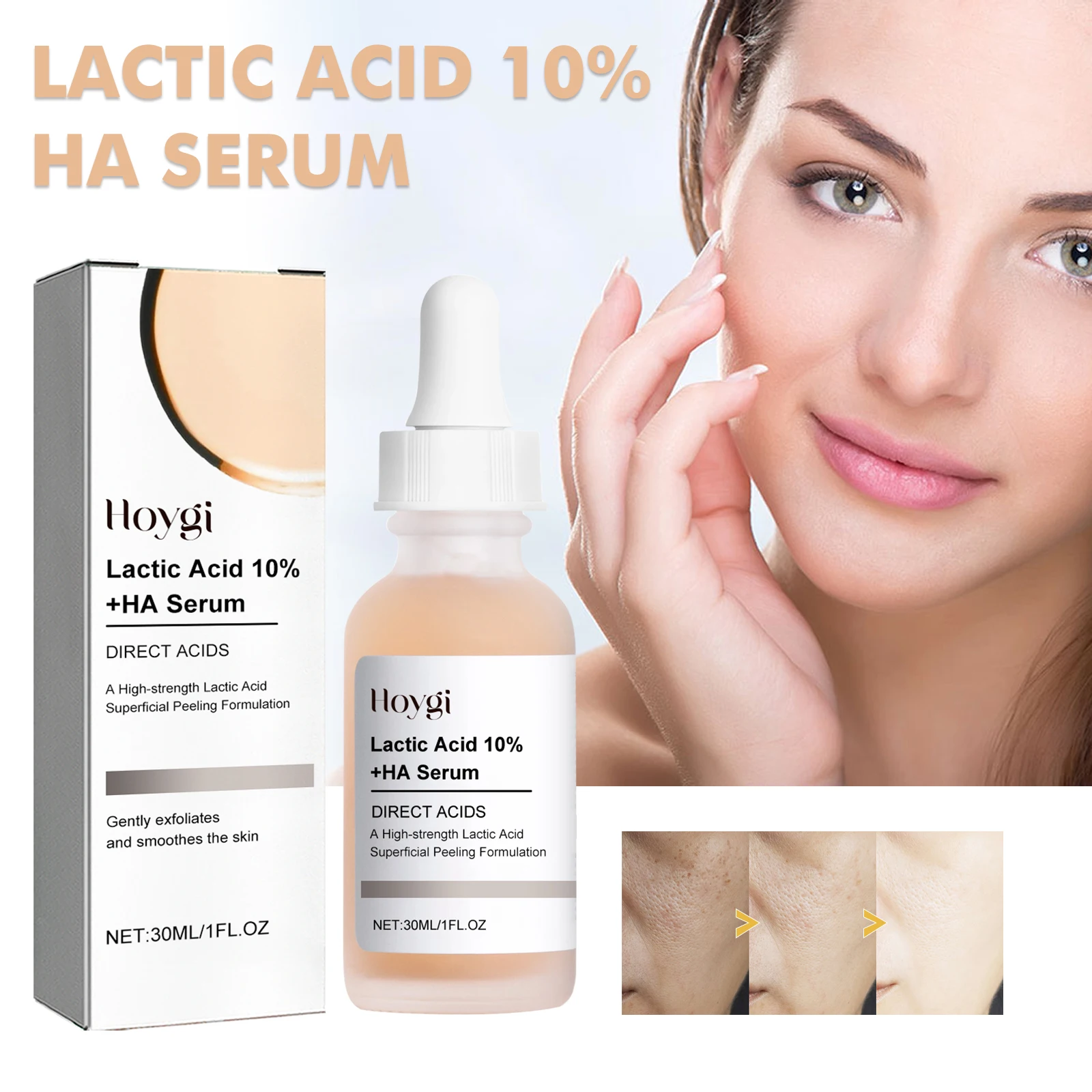 Lactic Acid Face Essence Anti Acne Wrinkle Brightening Moisturizing Hydrating Smooth Exfoliating Anti Aging Serum All Skin Types