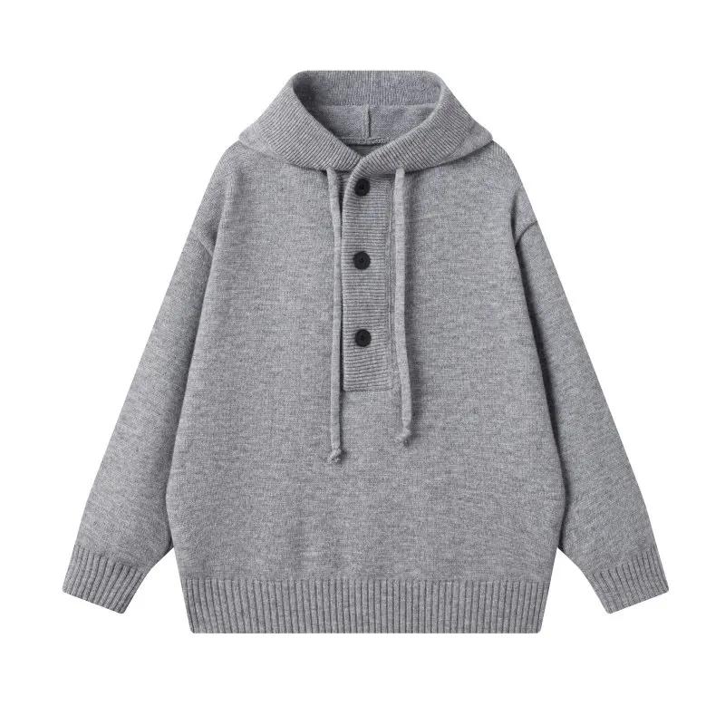 

Высококачественный мужской вязаный худи свободного кроя: модный, стильный, универсальный, утепленный, с длинными рукавами, для повседневной носки зимой