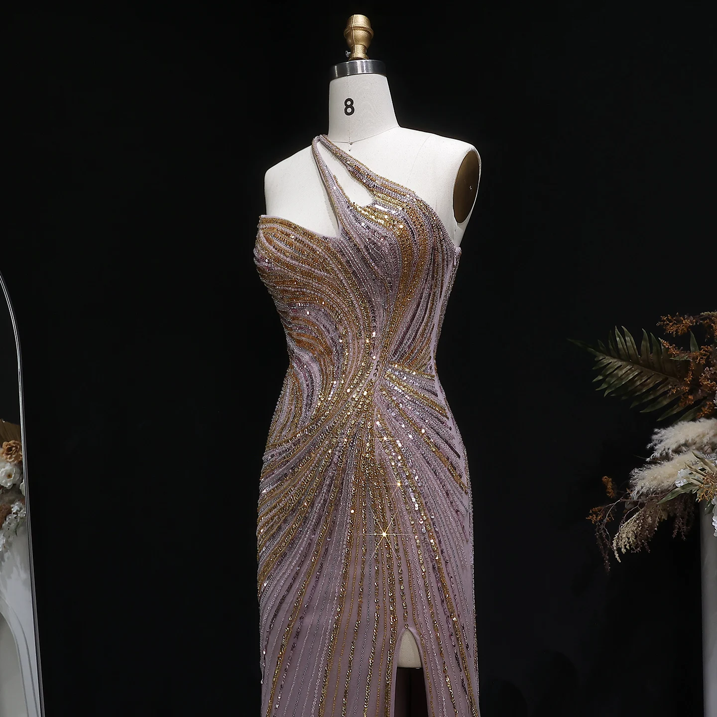 Sharon Said Dubai Einschultrige Meerjungfrauen-Abendkleider mit Pailletten und Perlen, Formelle Ballkleider für Damen SS153 Maßanfertigung – Detail 17