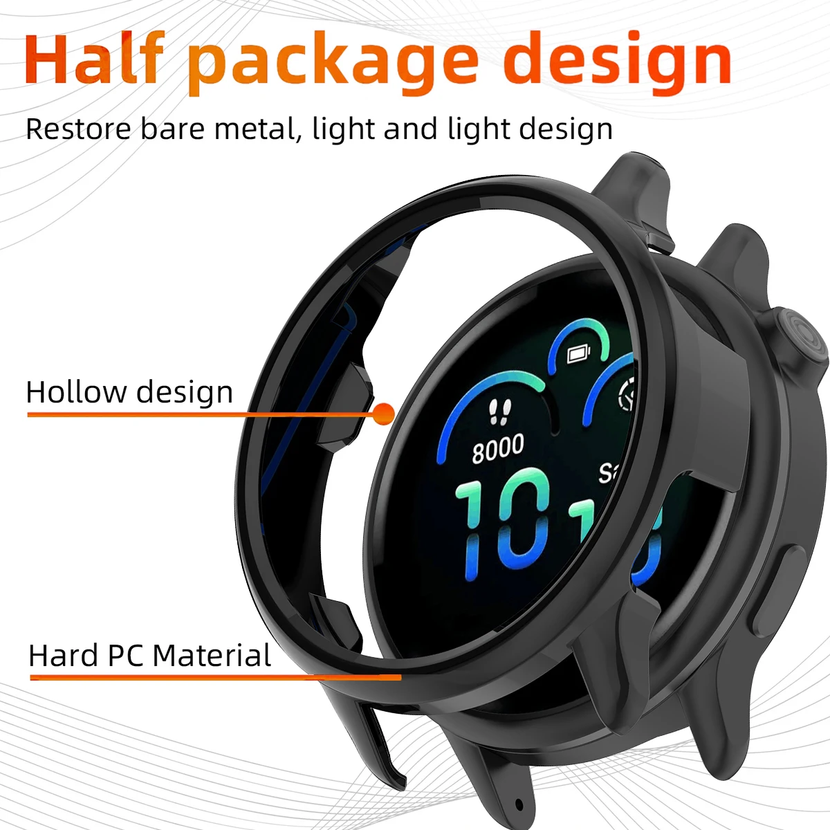 PC Hard Case for Garmin Vivoactive 6, Shockproof Bumper Shell Protective Cover for Garmin Vivo Active 6 Smartwatch Accessories