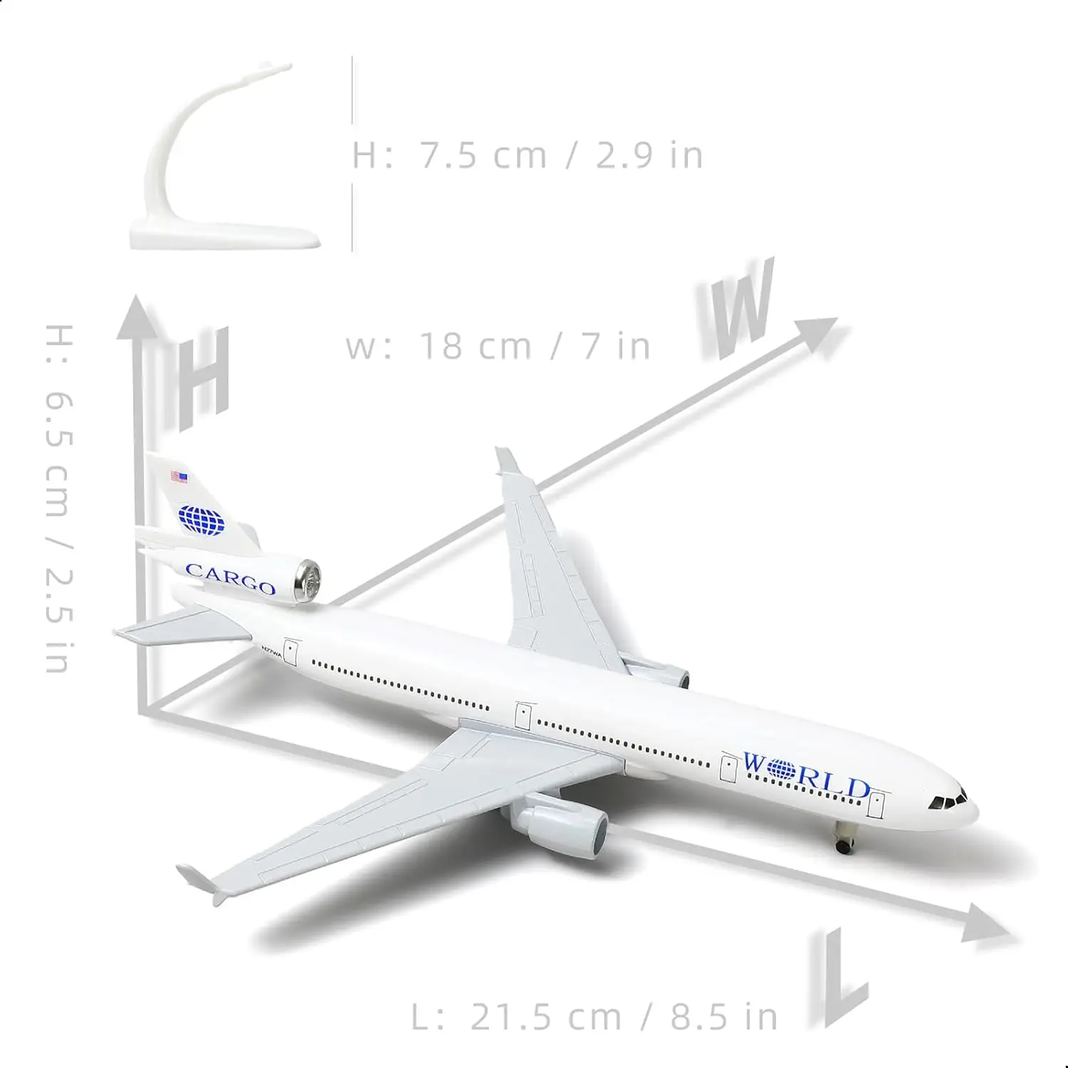 

toy aircraft 20cm MD-11 American World Airways Diecast Metal Alloy Airplane Model MD11 Souvenir Plane Collected Display Toys Gif