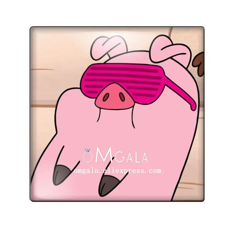 Cabochon de dessin animé cochon couleur rose, 10 pièces mélangées 12mm/20mm/25mm/30mm, photo en verre démo, arrière plat, résultats de fabrication