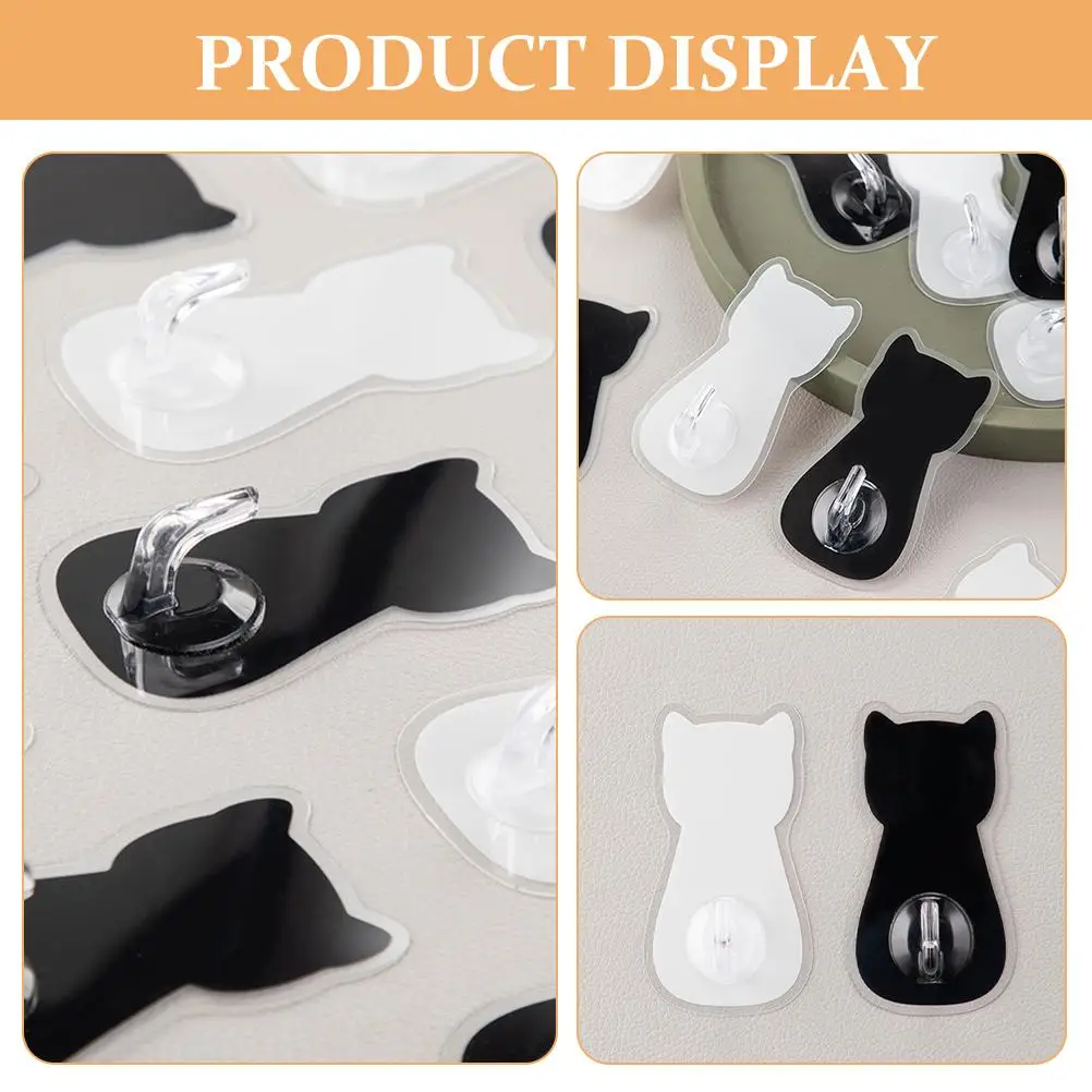 4 Pcs Cat Hook Hooks Self Adhesive Small Key Shower for Hanging Bathroom Acrylic Wall Kitchen