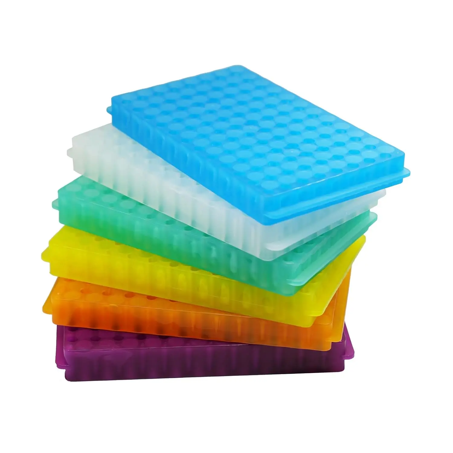 Lab Test Tubes Rack Holder，Microcentrifuge Tube Rack for 0.2ml/0.5ml/1.5ml/2ml Centrifugal Pipe, Diameter 8mm and11mm,96-Holes