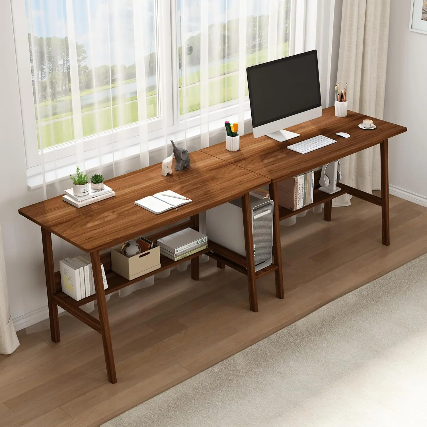 2-Person Writing Desk with Bookshelf - 94