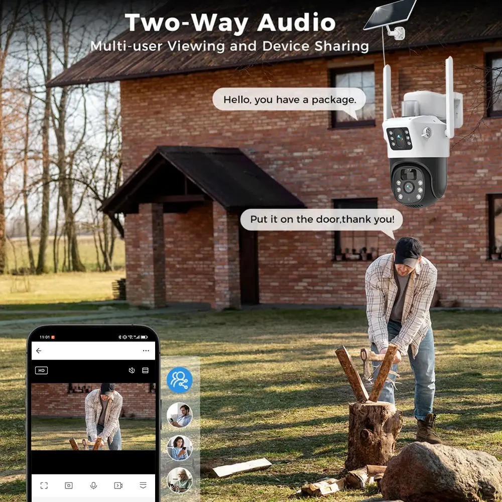 4K Dual Lens Solar Wifi CCTV Camera Security System Kit 10CH 8MP Wifi NVR Kit Auto Tracking PTZ IP Camera Video Surveillance Set