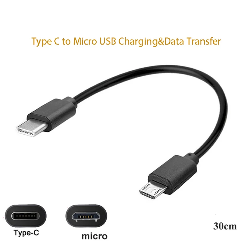 Тип C к Micro USB Кабель для зарядного устройства для передачи данных Телефон Android Планшет с Bluetooth-наушниками OTG Зарядный провод Адаптер Шнур питания
