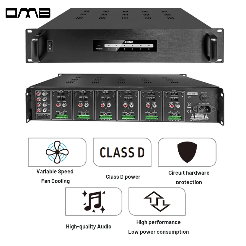 TLF HM-12 80W * 12 12 canais Classe D PA Sistema de endereço público de alta potência 2U Subwoofer Amplificador de áudio profissional