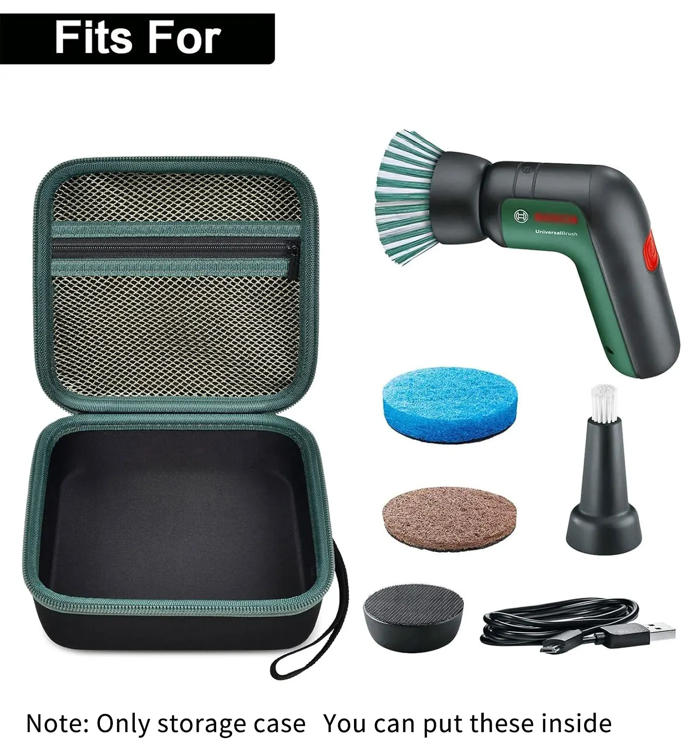 PSofcake Storage Box Bosch Home & Garden Battery cleaning brush, universal brush bag battery, USB cable, Bag only！