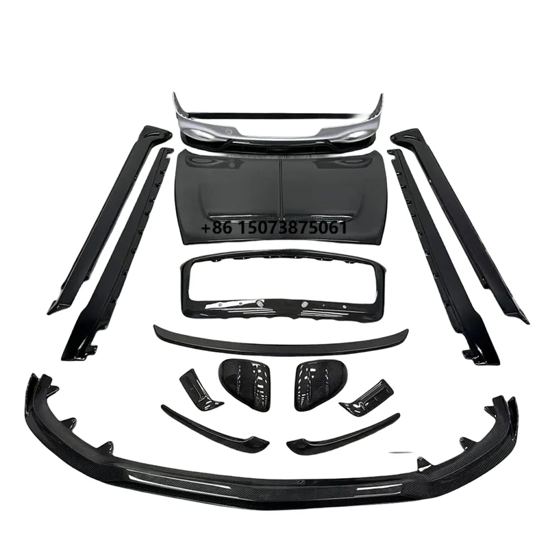 2022 MSY Style Front Bumper Grille Frame Side Skirt Rear Bumper Engine Hood Body Kit  Flying Wing Body Kit