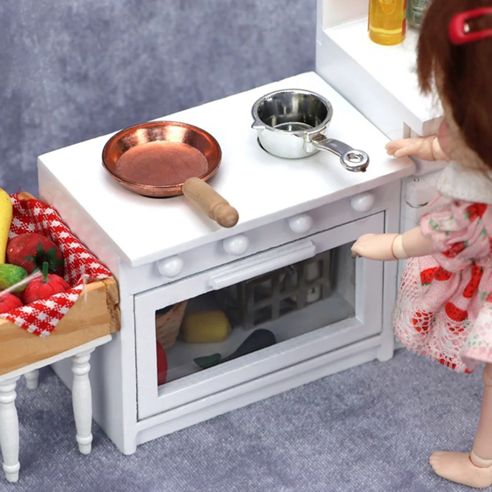 Mini Gas Cooktop White Kids Cooking Accessory Safe DIY Educational Pretend Play Miniature Stove Dollhouse Kitchen Furniture Toy