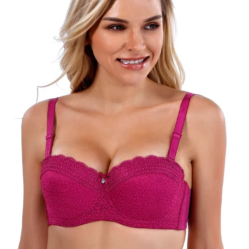 Binnys Women C Cup Teen Female Lace Strap Back Seal Three Hook Half Cup Underwire Ladies Lingerie Bra