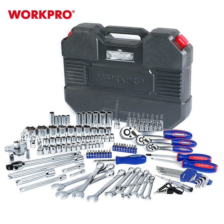 

Для WORKPRO 123 шт., профессиональный набор инструментов для механика, 1/4 дюйма, 3/8 дюйма, 1/2 дюйма, набор метрических торцевых ключей Dr. CR-V для автомобильного жесткого футляра