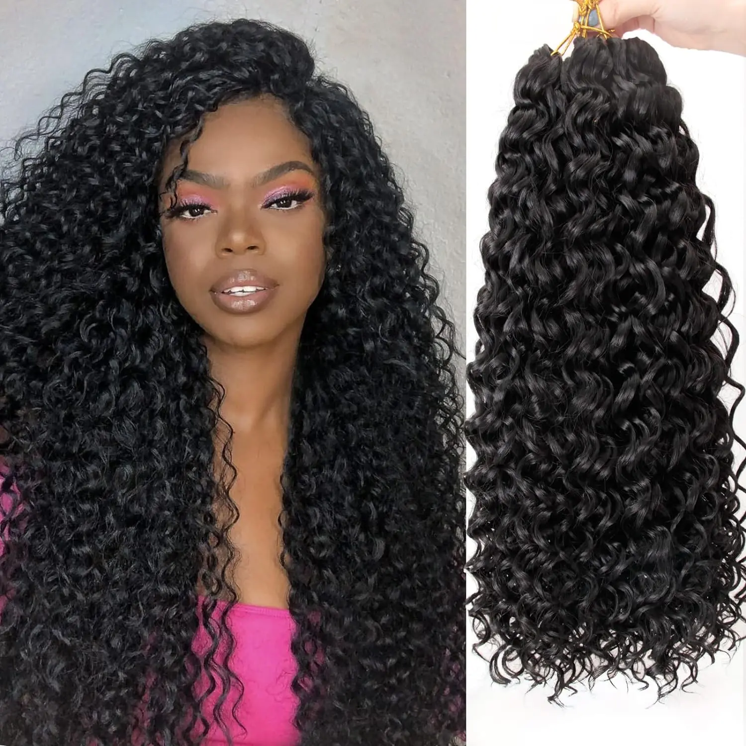 GoGo Curl Crochet hair for Black Women Short Beach Curl Bohemian Crochet Braids Natural Black Deep Wave synthetic hair