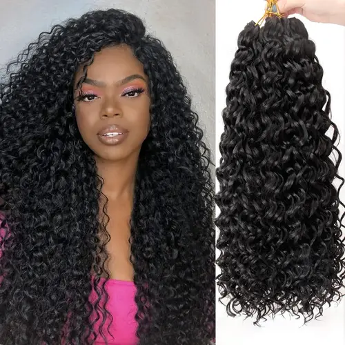 GoGo Curl-pelo de ganchillo para mujeres negras, rizo corto de playa, trenzas de ganchillo bohemias, pelo sintético de onda profunda negro Natural