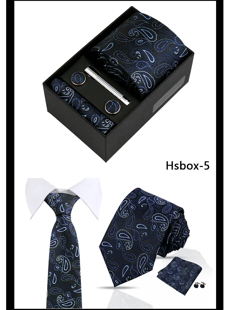 Modische Krawatten für Herren, Paisley-Krawatte, Geschenkbox-Set, originelle Geschenke für Herren, hochwertige Krawatte, Business-, Hochzeits- und Anzug-Accessoires – Detail 9