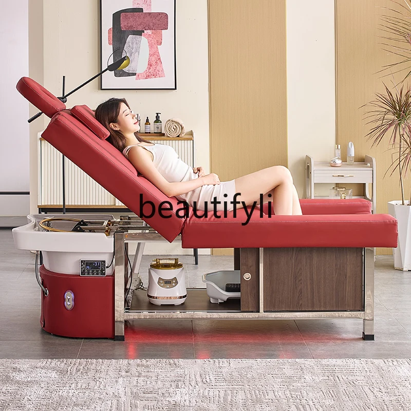 Electric lifting shampoo and foot washing integrated massage bed for beauty salons