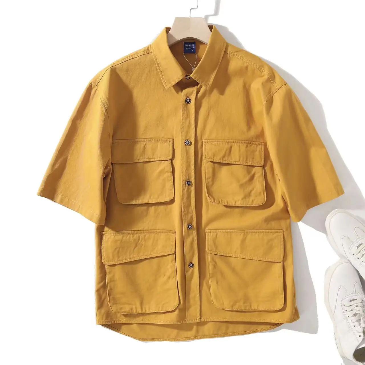 

25SS Summer Japanese Trendy Loose Workwear Short-sleeved Shirt for Men Neutral Casual Half Sleeve Shirt Jacket Cityboy