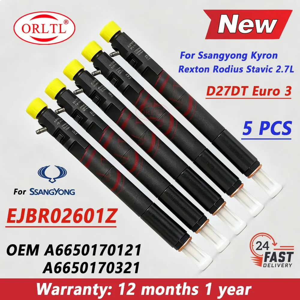 

5 шт. новая дизельная форсунка CRDI EJBR02601Z A6650170121 для Delphi SsangYong Kyron Rexton Rodius Stavic 2,7L EURO 3