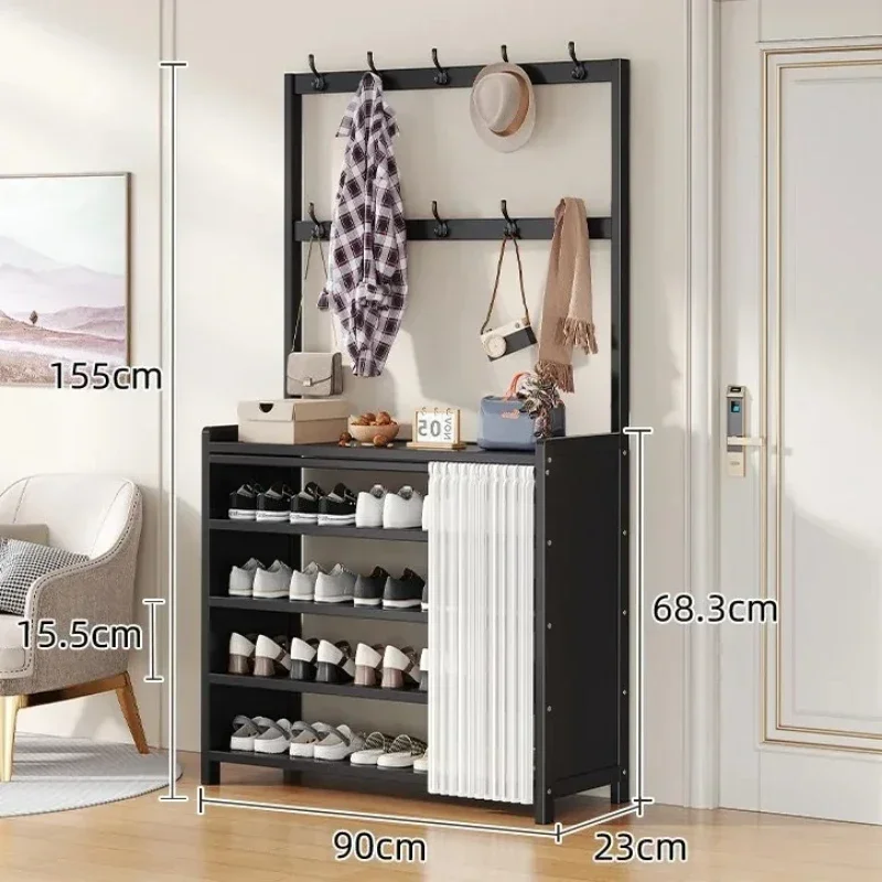 New model Floor-to-ceiling coat rack in the foyer Hanging rack Multi-layer door Nanzhu shoe rack integrated   household goods