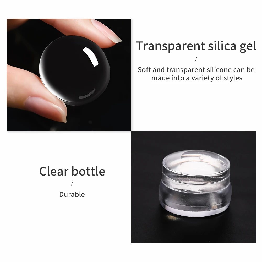 LULAA Nail Stamp Set Transparent Silicone Ink Pad Transparent Silicone Jelly Stamps French Manicure Tools Suitable for Home DIY