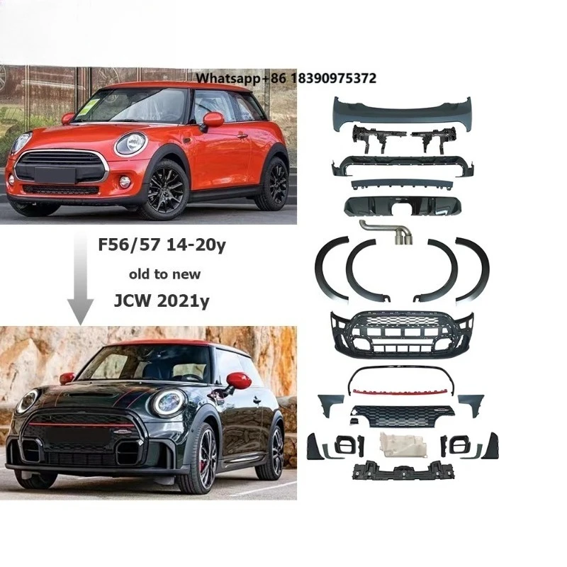 Body Kit Fit for F56 F57 2014-2020 Year Old to New 2021 JCW pp Material Car Bumpers Over Fenders Exhaust Tips Car Accessories
