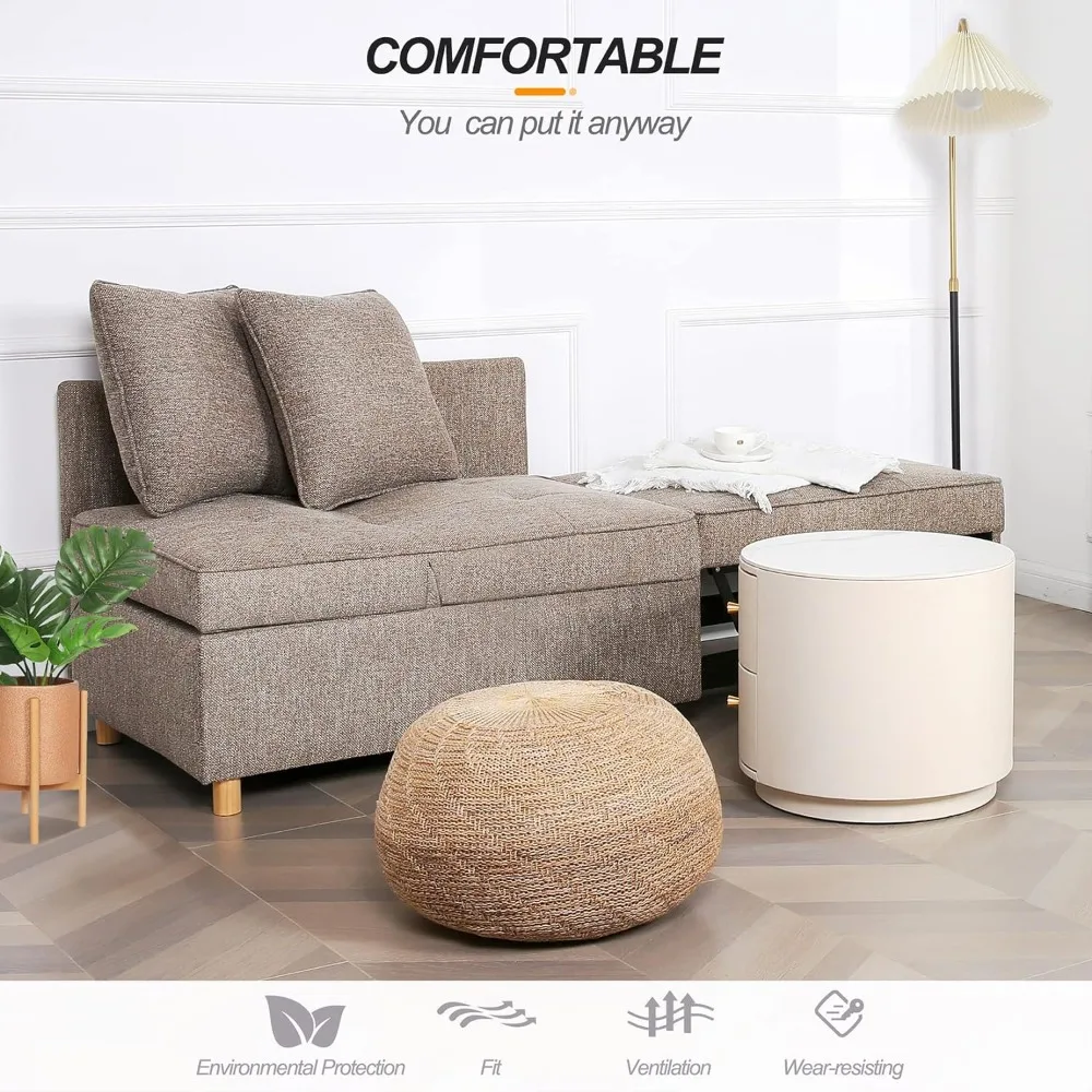 4-in-1 Convertible Sofa Bed Chair, 3-Seat Sofa with  Throw Pillow, Single Recliner for Small Space with  Adjustable Backrest