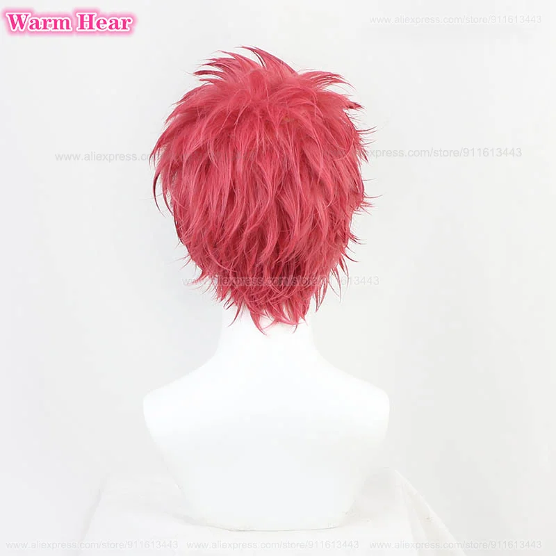 Akaza-Peluca de Cosplay corta para hombre, cabellera sintética con malla, resistente al calor, de Anime, color rojo, para Halloween, 30cm, 2023