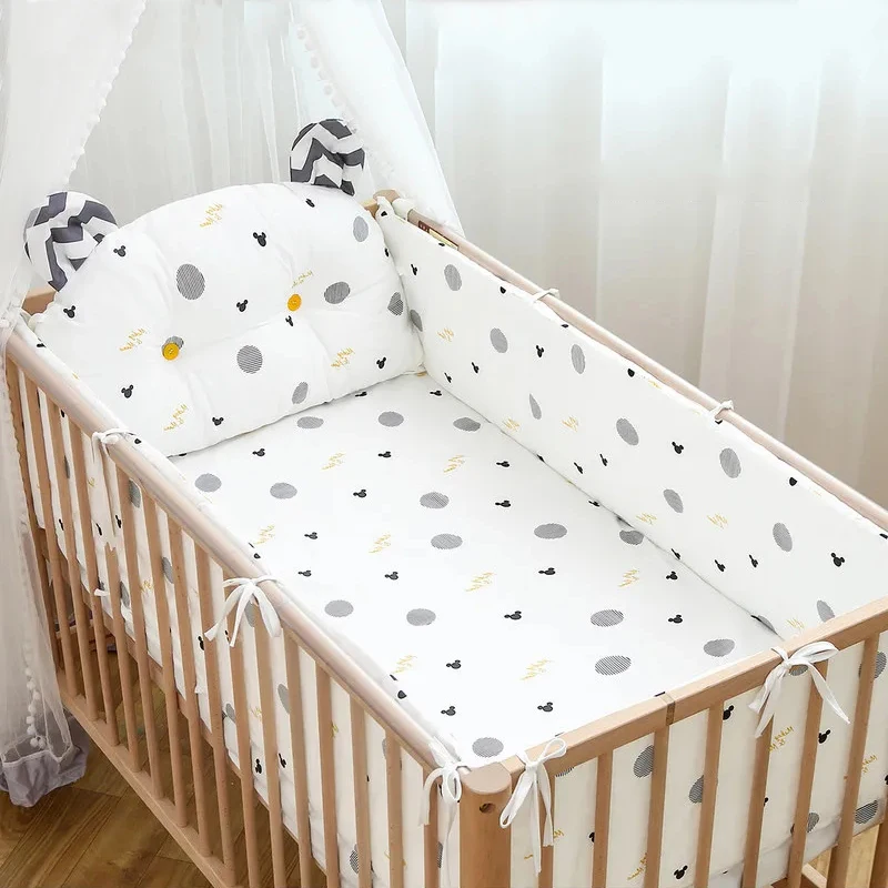 Newborn Cotton Breathable One-piece Bed Bumper Removable Washable Children Bedding Set Four Seasons Universal Cartoon CribBumper