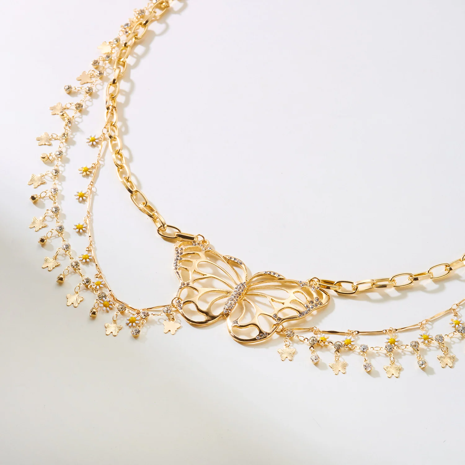 Bohemian Butterfly Daisy Tassel Waist Chain Belt for Women Exotic Exaggerated Sunflower Fringe Body Chain Punk Party Jewelry