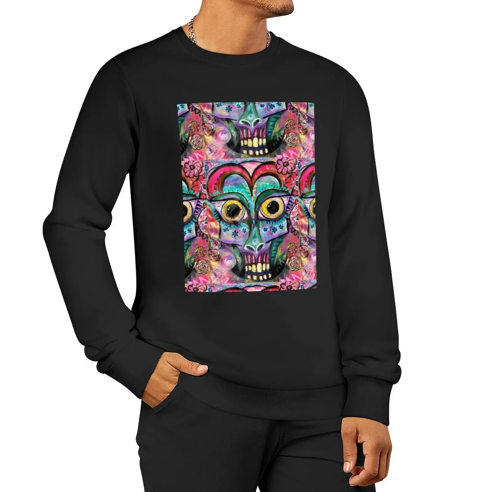 Floral Sugar Skull Pullover men's coat winter clothes autumn new products men's clothes sweatshirt male