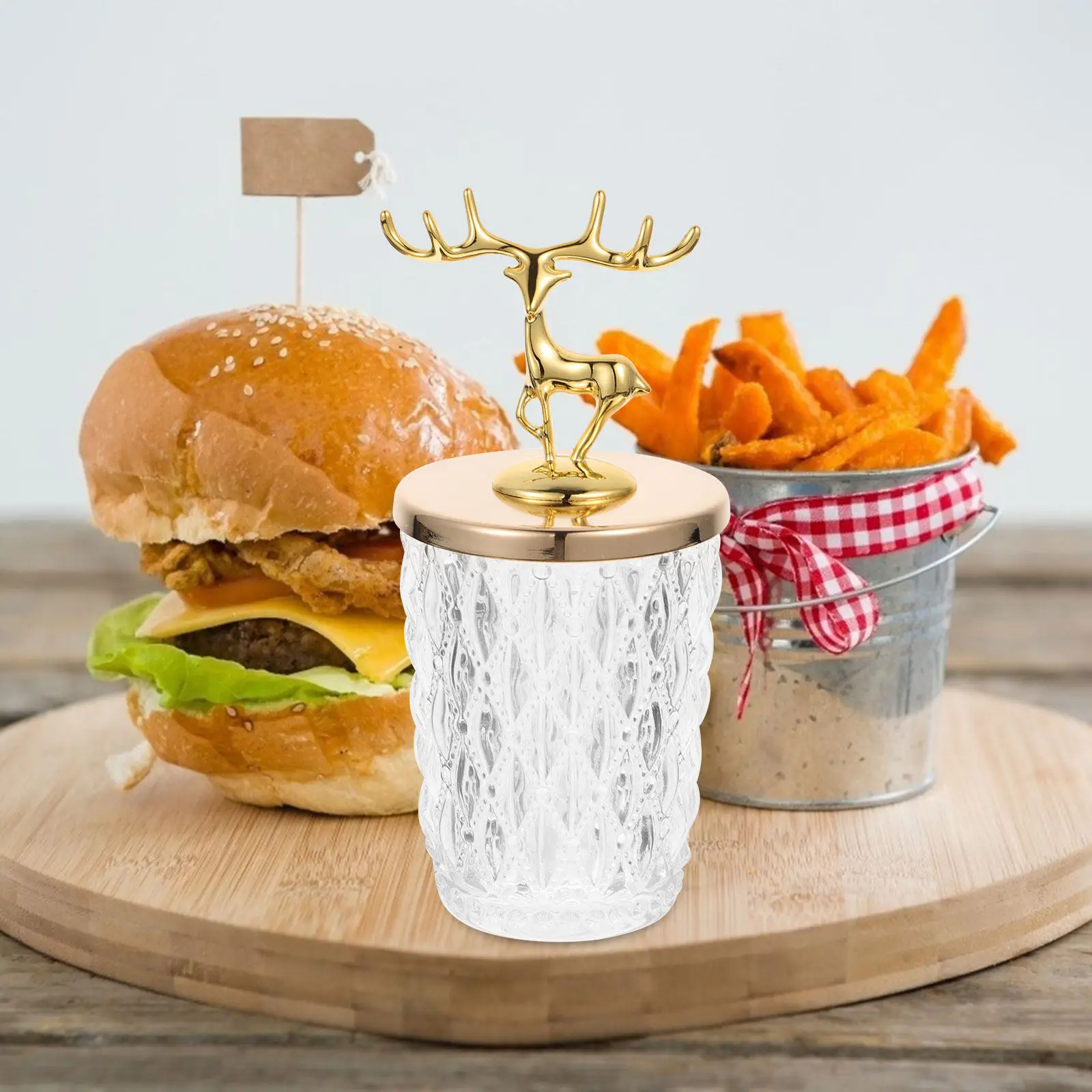 1 pcs Storage Jar Halloween Christmas New Year Clear Glass Jar Candy Glass Jars Crystal Glass Jar Decorative Glass Jars Deer