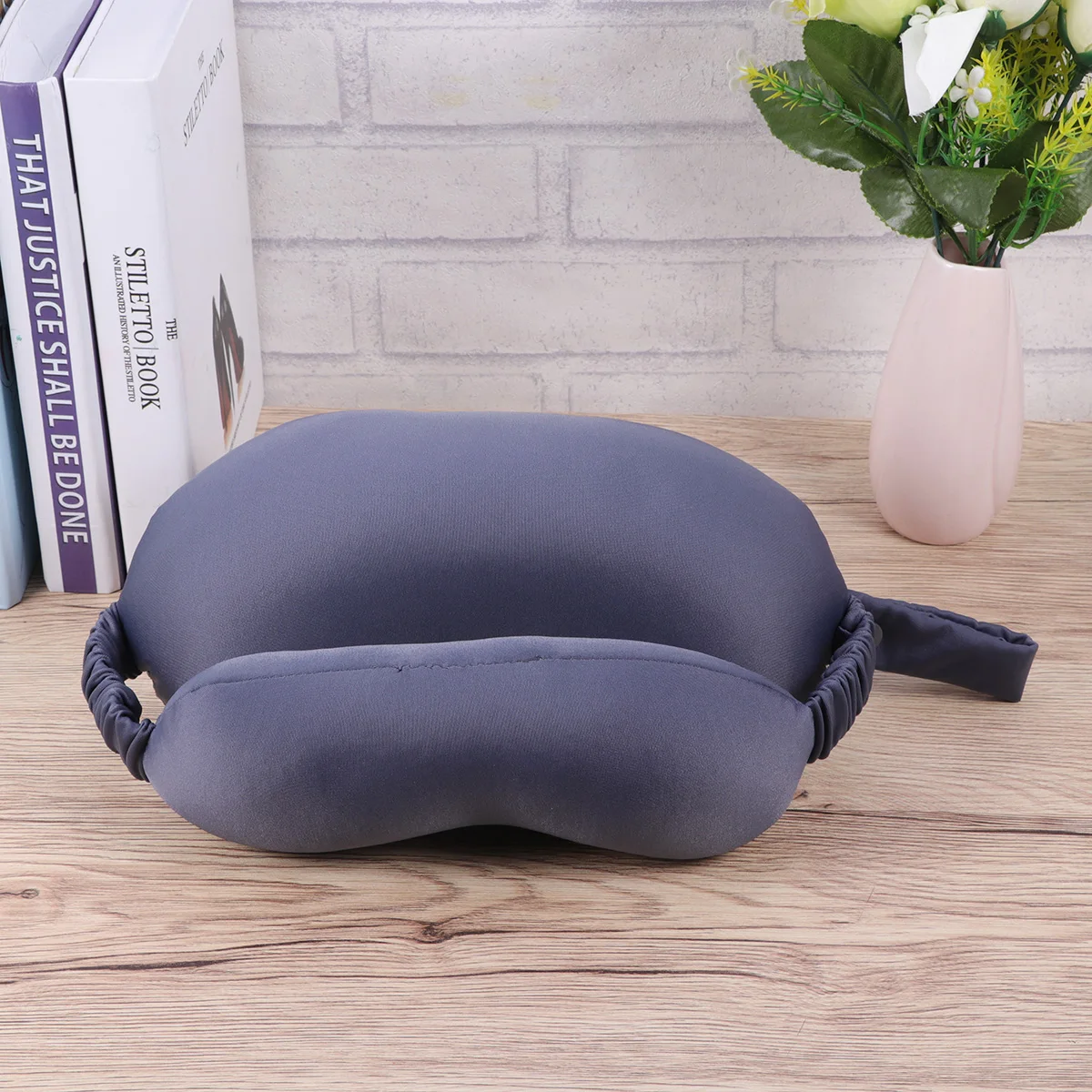 

Eye Mask Pillow Travel Neck Rest Lightweight Grey Blindfold Napping Plane Office Use Breathable Fabric Elastic B