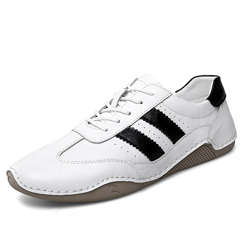 Novo tamanho grande masculino 100% sapatos de couro confortável esportes antiderrapante wear moda all-match sapatos de couro masculino