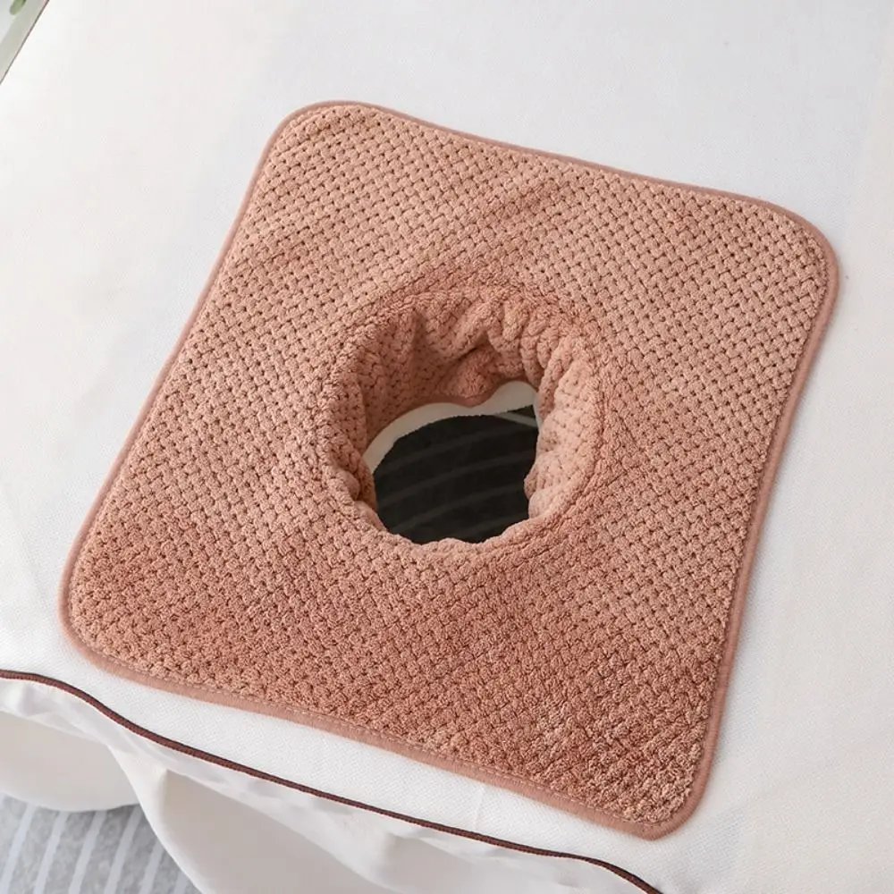 Ergonomic Thickened Massage Face Towel with Hole Breathable Beauty Salon Towel Soft Solid Color Headrest Pads SPA Center