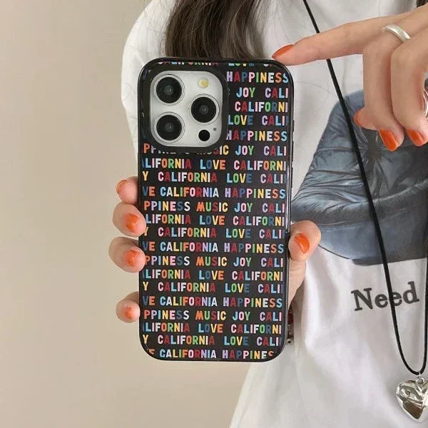 

Colorful Letters 2.0 Acrylic Black Border Phone Case Cover for iPhone 11 12 13 14 15 Pro Max Case