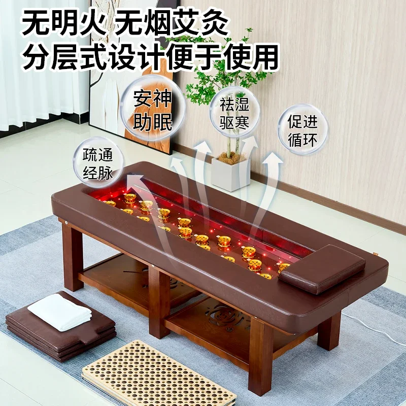 

yj7 Solid Wood Medicinal Bed Multi-Functional Smokeless Moxibustion Bed Full Body Moxibustion Beauty Salon Special Steaming Bed