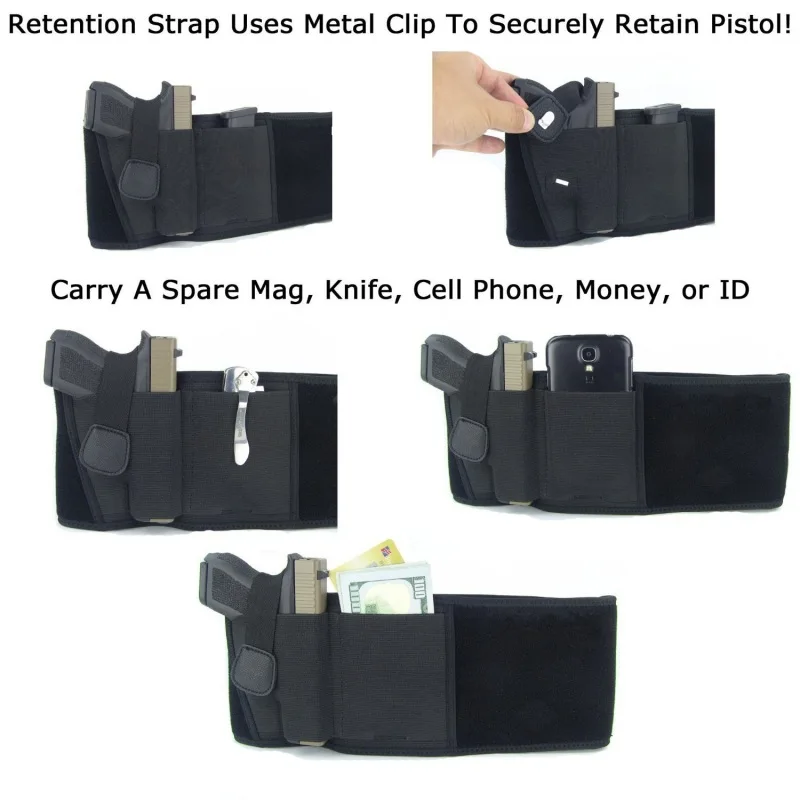 Tactical Hidden Holster Portable Belly Gun Holster Concealed Carry Waist Band Belt for Outdoor Hunting Shooting Defense Holster