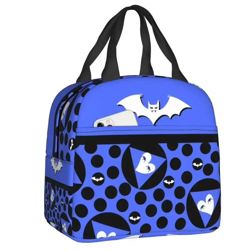 Goth Halloween Bats Insulated Lunch Bag for Work School Gothic Thermal Cooler  Box Women Children Food Container Tote Bags