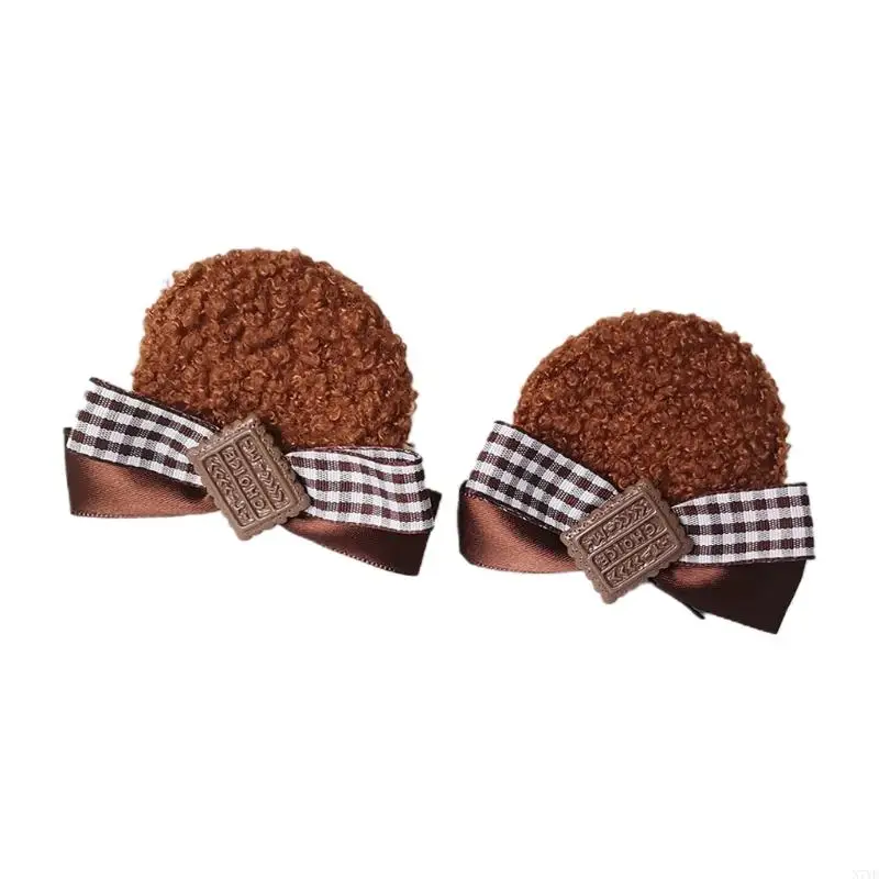 N7YF Bear Ear Hairpin Japanese Girl Bowknot Biscuit Hair Accessories Girl