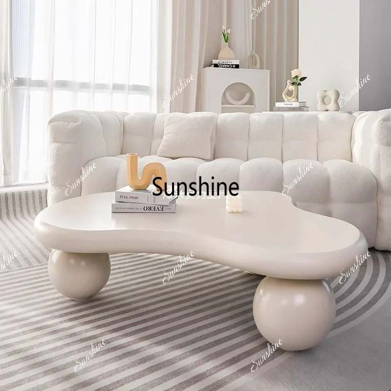 

Round Coffee Table Modern Living Room Small Apartment Light Luxury Cloud Table Cream Wind Edge Table