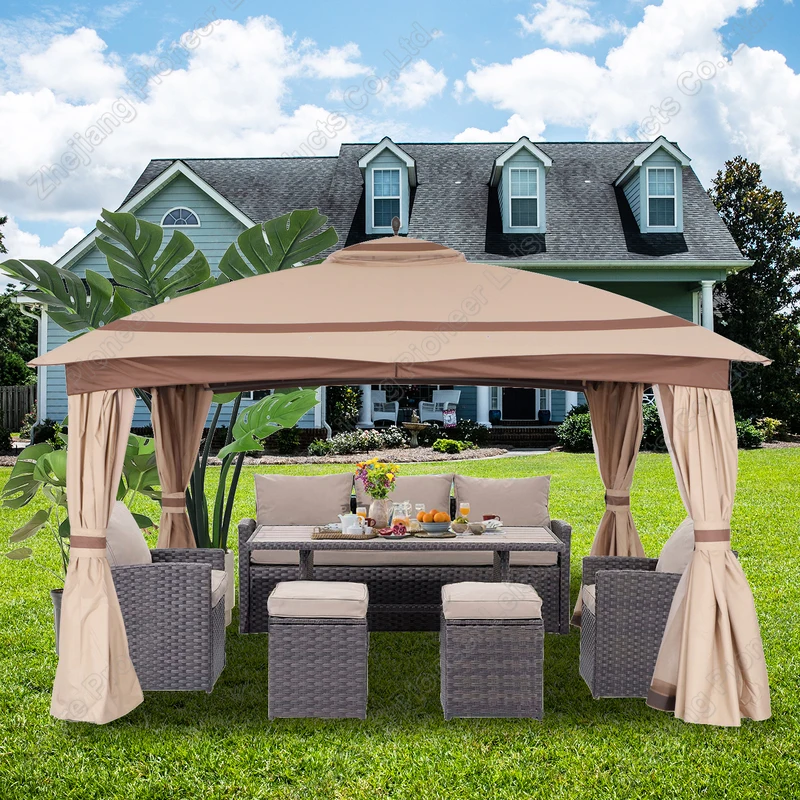 

Ready to Ship 1 Piece MOQ Outdoor Gazebo Sun Resistant Waterproof Dome Top 11x13 Ft. Patio Gazebo With Side Wall for Patio